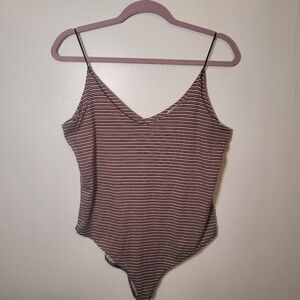 Gaze Red and Black Striped Body Suit Size Large